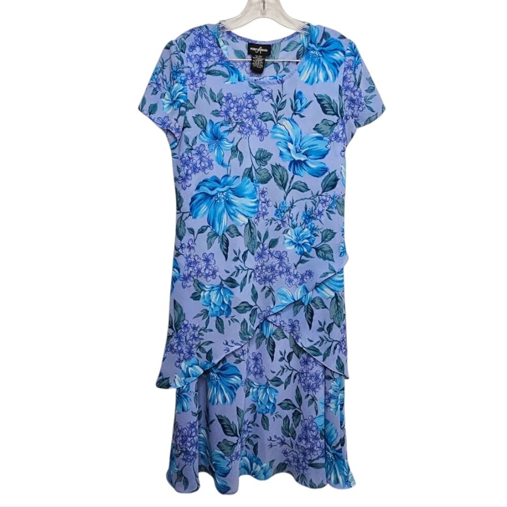 Positive Attitude 2 Piece lavender Floral Set Lined Skirt and Blouse Set Sz 12